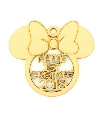 Laser Cut Personalised '1st Christmas' with Year Mouse Head with Bow Bauble - 120mm Size
